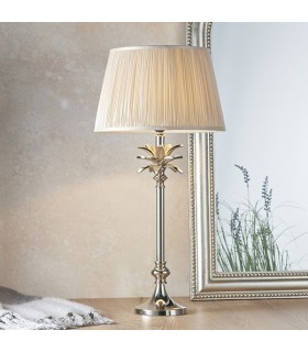 Table Lamp Polished Nickel Plate & Oyster Silk 1 Light IP20 - E27 - 2