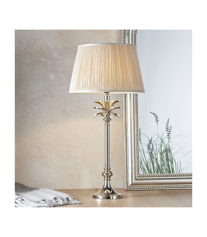 Table Lamp Polished Nickel Plate & Oyster Silk 1 Light IP20 - E27 - 2