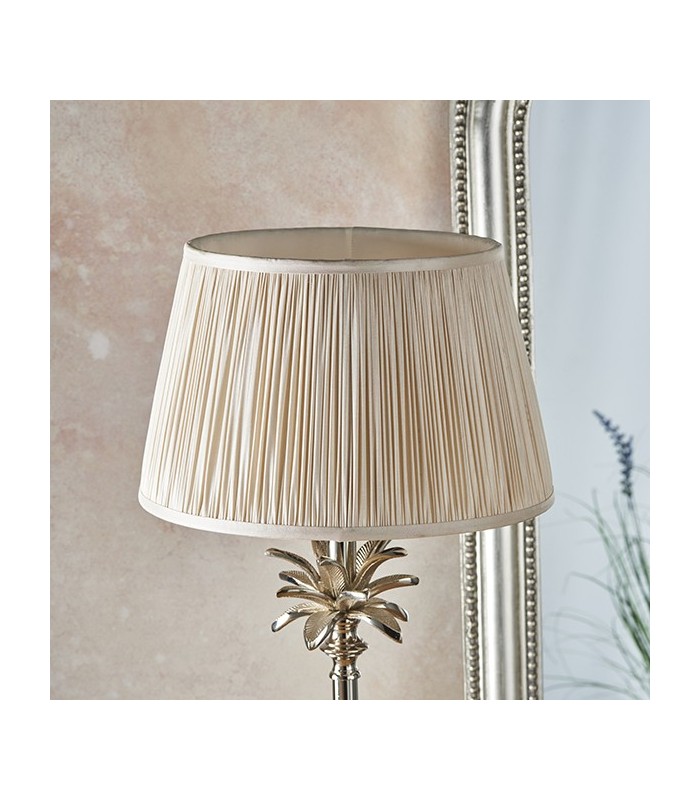 Table Lamp Polished Nickel Plate & Oyster Silk 1 Light IP20 - E27 - 3