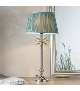Table Lamp Polished Nickel Plate & Fir Silk 1 Light IP20 - E27 - 2