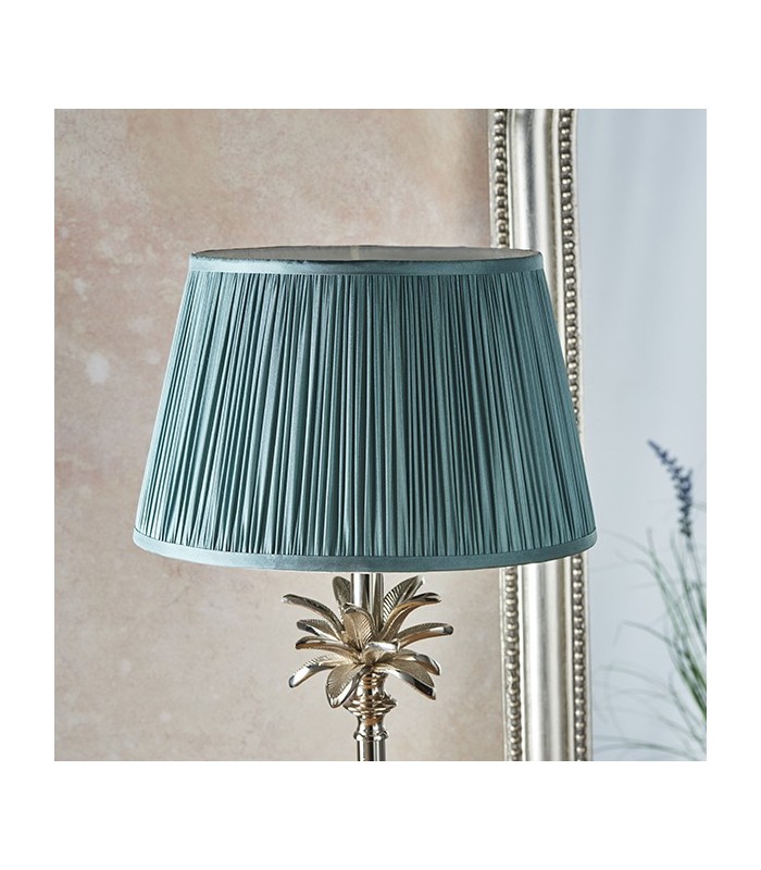 Table Lamp Polished Nickel Plate & Fir Silk 1 Light IP20 - E27 - 3