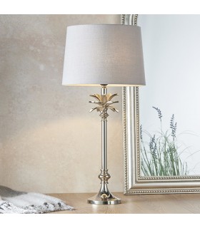 Table Lamp Polished Nickel Plate & Charcoal Linen 1 Light IP20 - E27 - 2