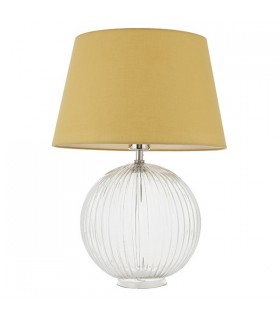 Table Lamp Clear Ribbed Glass & Yellow Cotton 1 Light IP20 - E27 - 2