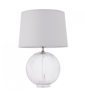 Table Lamp Clear Ribbed Glass & Vintage White Linen 1 Light IP20 - E27 - 2