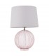 Table Lamp Dusky Pink Ribbed Glass & Vintage White Linen 1 Light IP20 - E27 - 3
