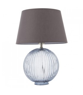 Table Lamp Smokey Grey Ribbed Glass & Charcoal Grey Cotton 1 Light IP20 - E27 - 2