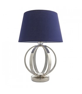 Table Lamp Bright Nickel Plate & Navy Cotton 1 Light IP20 - E27 - 2