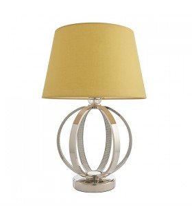 Table Lamp Bright Nickel Plate & Yellow Cotton 1 Light IP20 - E27 - 2