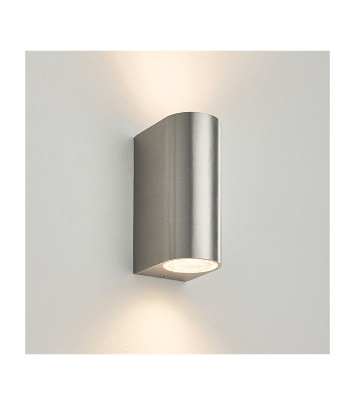 Outdoor Wall IP44 35W Brushed Alloy & Clear Glass 2 Light Dimmable IP44 - GU10 - 2