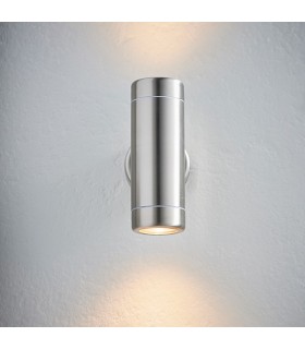 Outdoor Wall IP65 7W Marine Grade Brushed Stainless Steel & Clear Glass 2 Light Dimmable IP65 - GU10 - 2