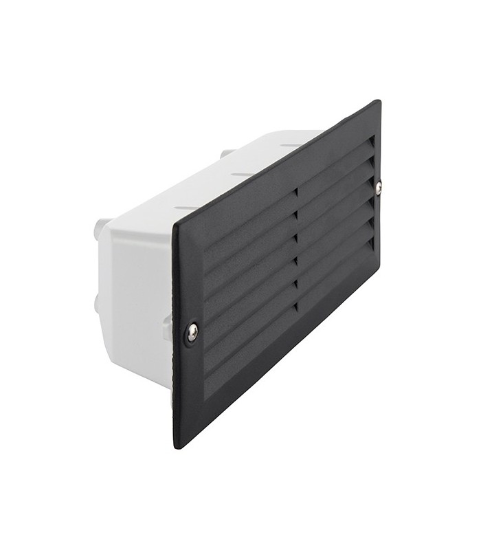 Outdoor Plain & Louvre IP44 40W Textured Black Paint & Frosted Glass - 2
