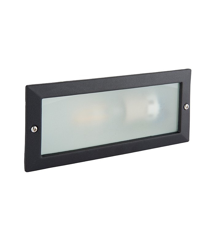 Outdoor Plain & Louvre IP44 40W Textured Black Paint & Frosted Glass - 3